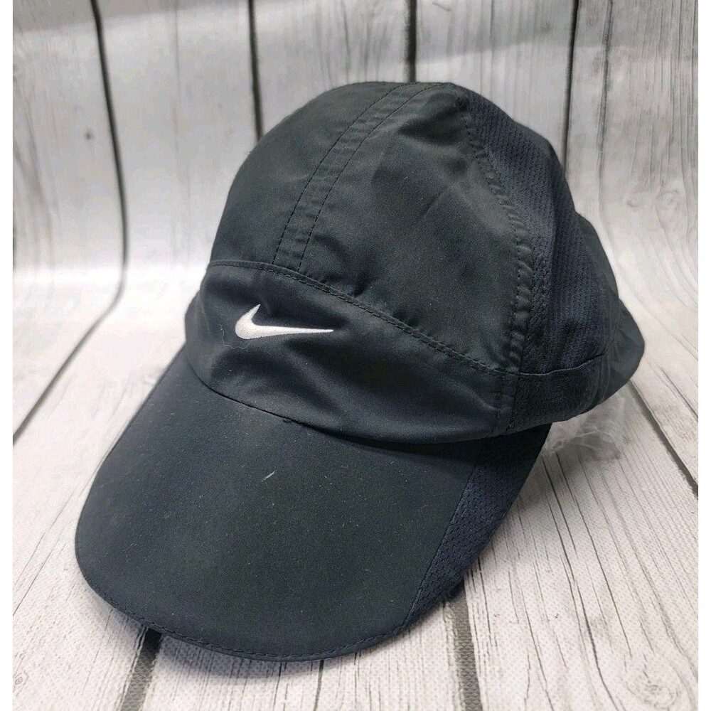 Y2K Nike Tailwind 7 Panel Dri-FIT Running Hat Cap Black Adjustable 595511-010